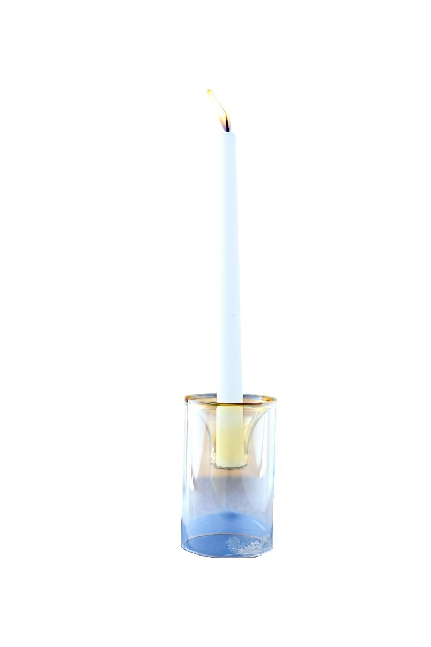 Ahmad Glass Tealight Candle Holder, 4.5"H x 3" W x 3" D, Yellow