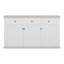 Rosswell Modern cottage style sideboard with 3 drawers and 3 doors, engineered wood, light grey/light oak decor, 169.2 cm W x 95.4 cm H x 43.5 cm D-124642211