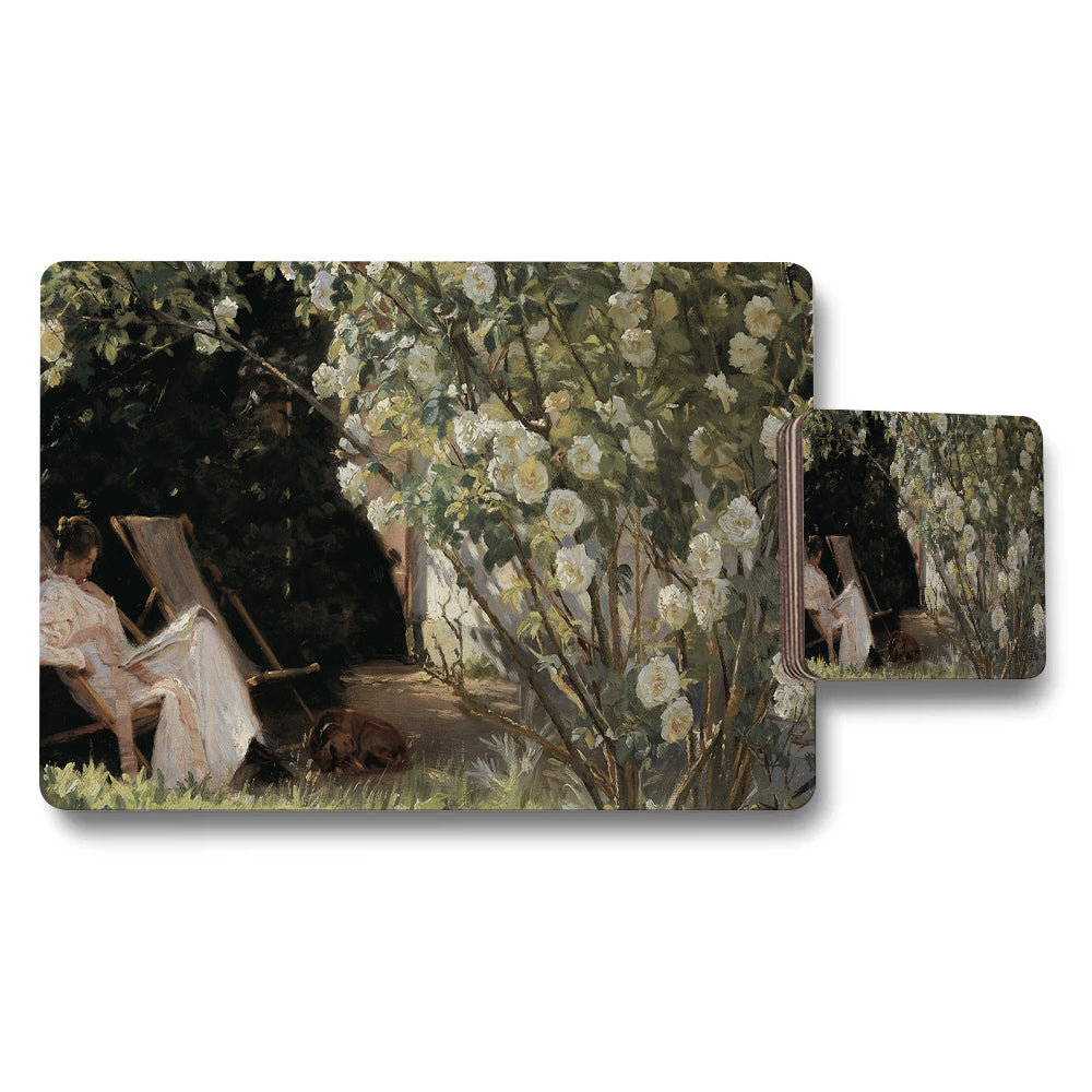 Impressionist Garden Scene Placemat And Coaster Set
