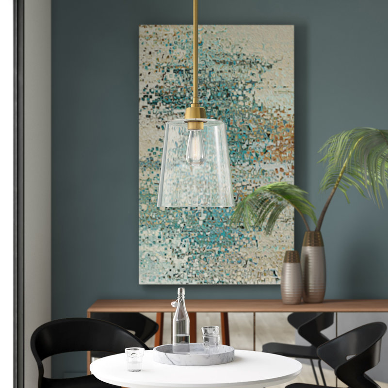 Herman 1-Light Metal and Glass Bell Pendant, Natural Brass