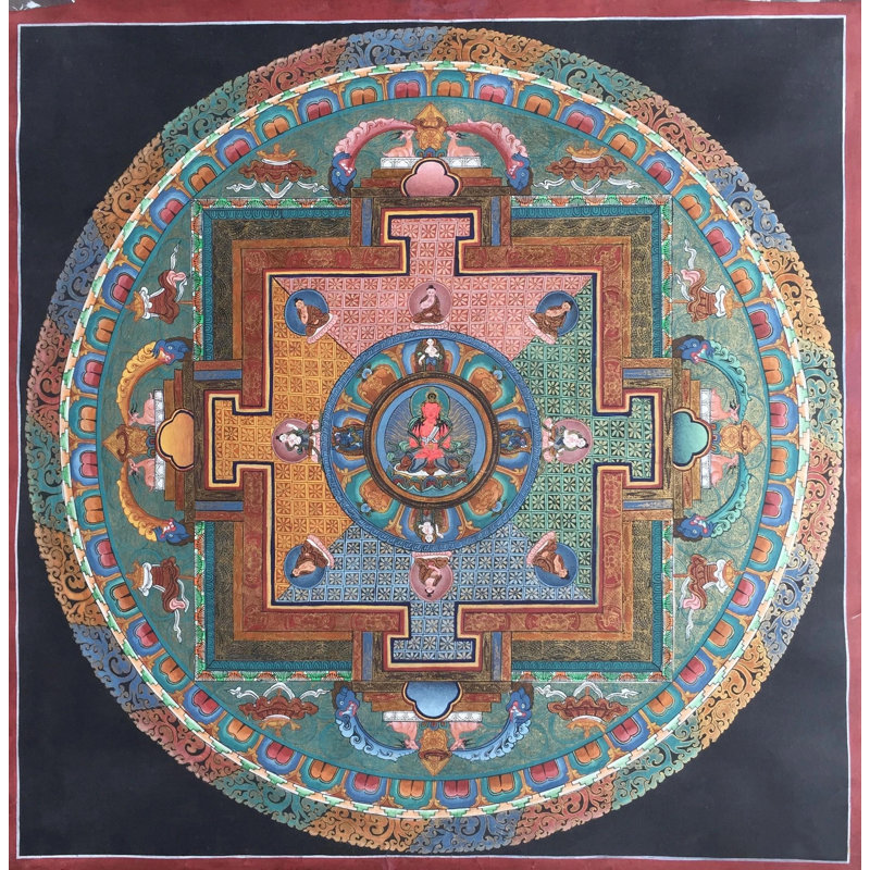 Mandala rond Aparmita Thangka (Thangka sans brocart)