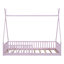 Lit simple en bois avec clôture rose - Fabrication en pin robuste pour l'accessoire de chambre à coucher-1614180066