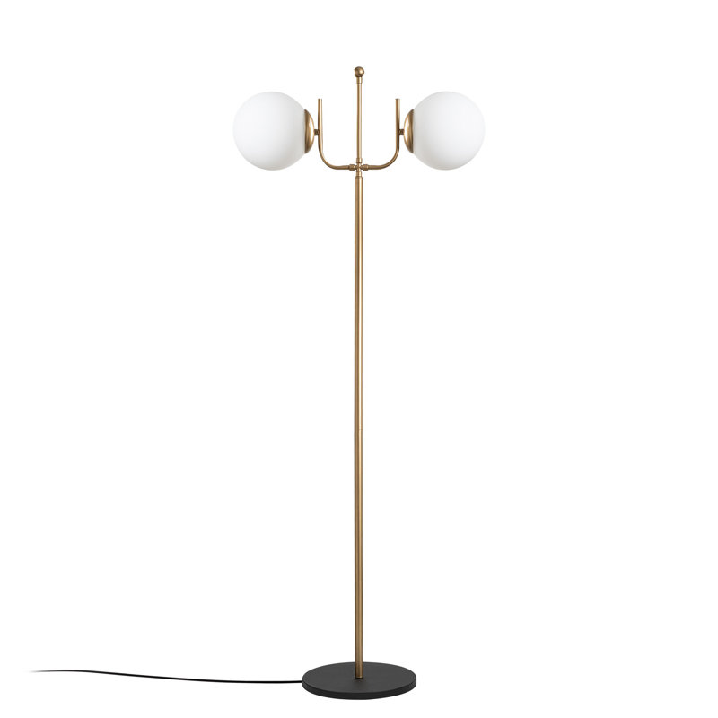 Elegant Gold Floor Lamp with Metal Body, 24.4 x 11.8 x 63.8 inches | Base Plate Ø11.8 x 0.8 inches | On/Off Switch on Cable | Socket Type: 2 x E27 Max 40W | Stylish Lighting for Living Room & Bedroom Decor