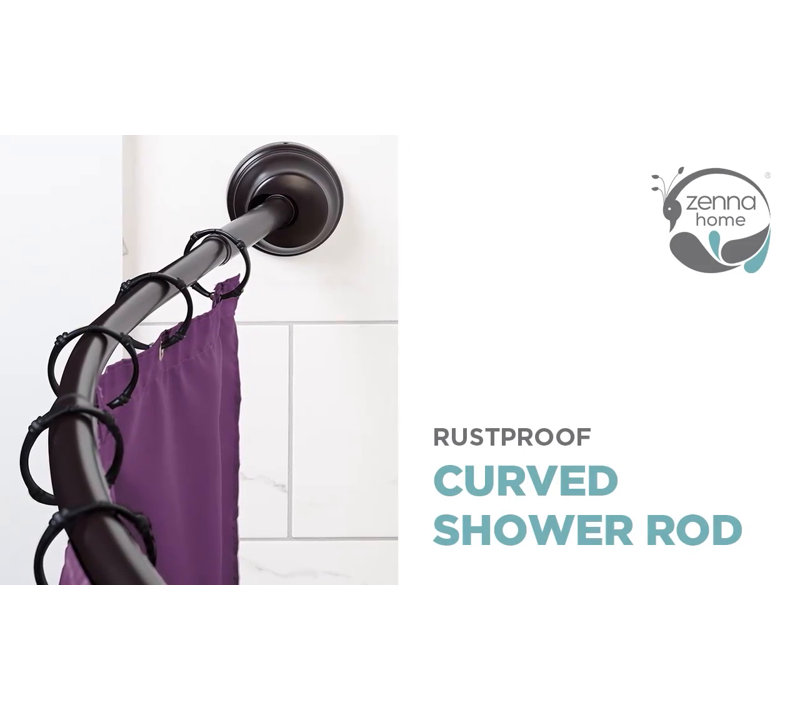 Adjustable Brushed Nickel Curved Shower Rod 32"-40"