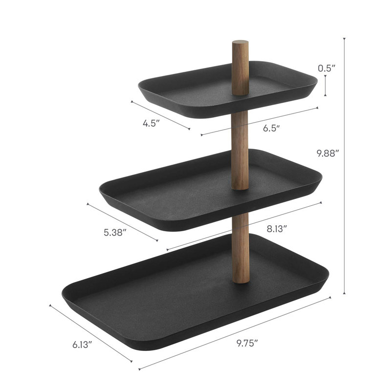 Yamazaki Home Three-Tier Accessory Tray, Steel, Black