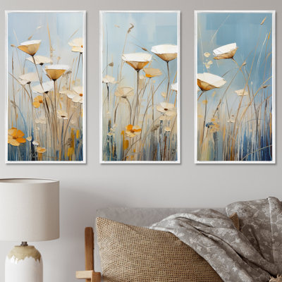 «Beige Minimalisme Wildflowers Breeze» - ensemble d'art mural fleurs sauvages