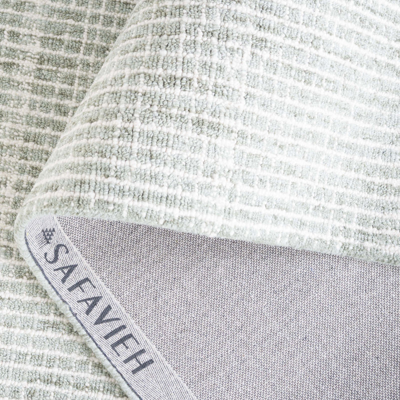 Vighnesh Tufted Wool/Cotton Performance Striped Rug in Ivory/Sage, Rectangle 3" x 5"