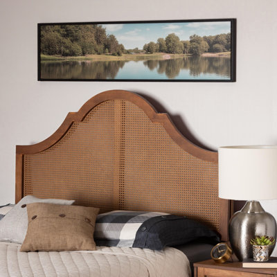 Reno Queen Size Headboard with Rattan in Ash Walnut Finish by Bay Isle Home