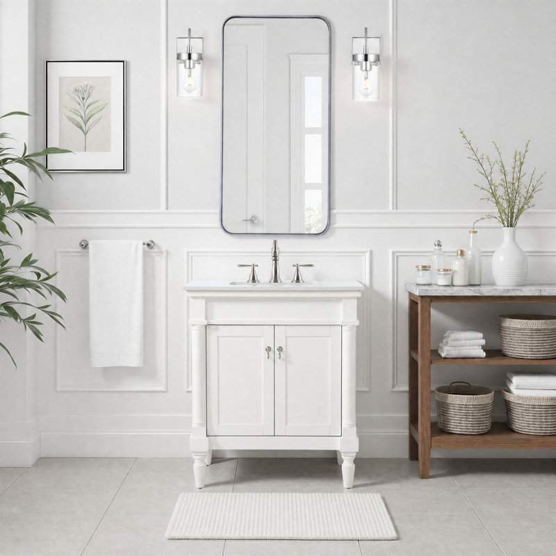 Ensemble de meuble-lavabo simple 30 po Lexington, Blanc antique / blanc ivoire