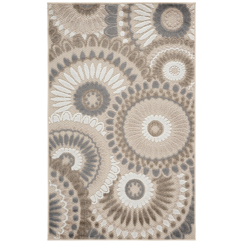 Tapis d'intérieur / extérieur à motif géométrique Longlier Performance, Rectangulaire 3 pi x 5 pi