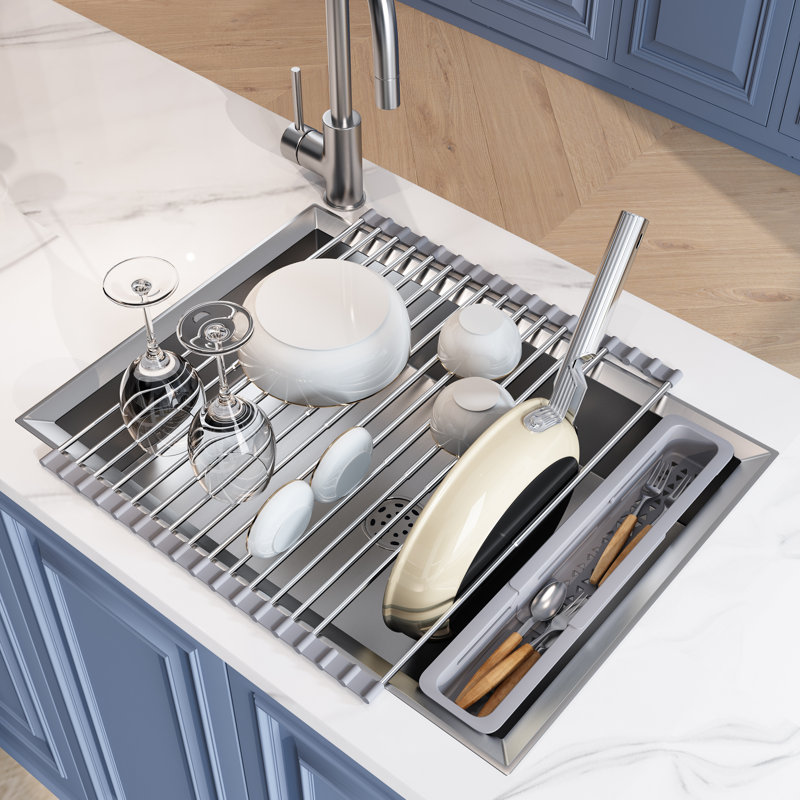 MAJALIS Adjustable Stainless Steel over the Sink Dish Rack | Wayfair