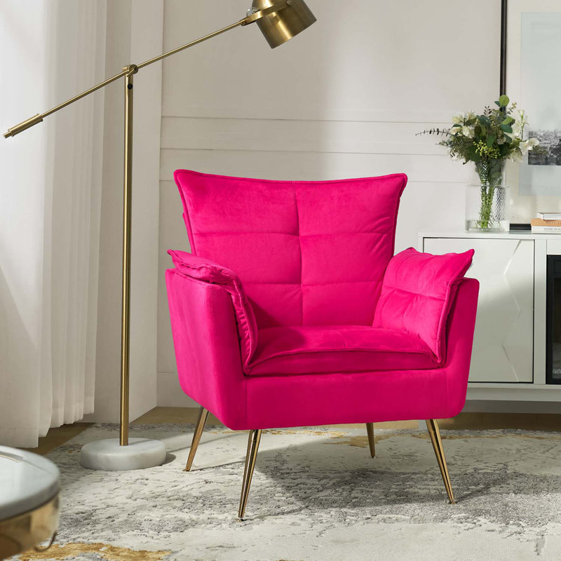 Toulouse Tufted Back Upholstered Armchair, Fuchsia Velvet
