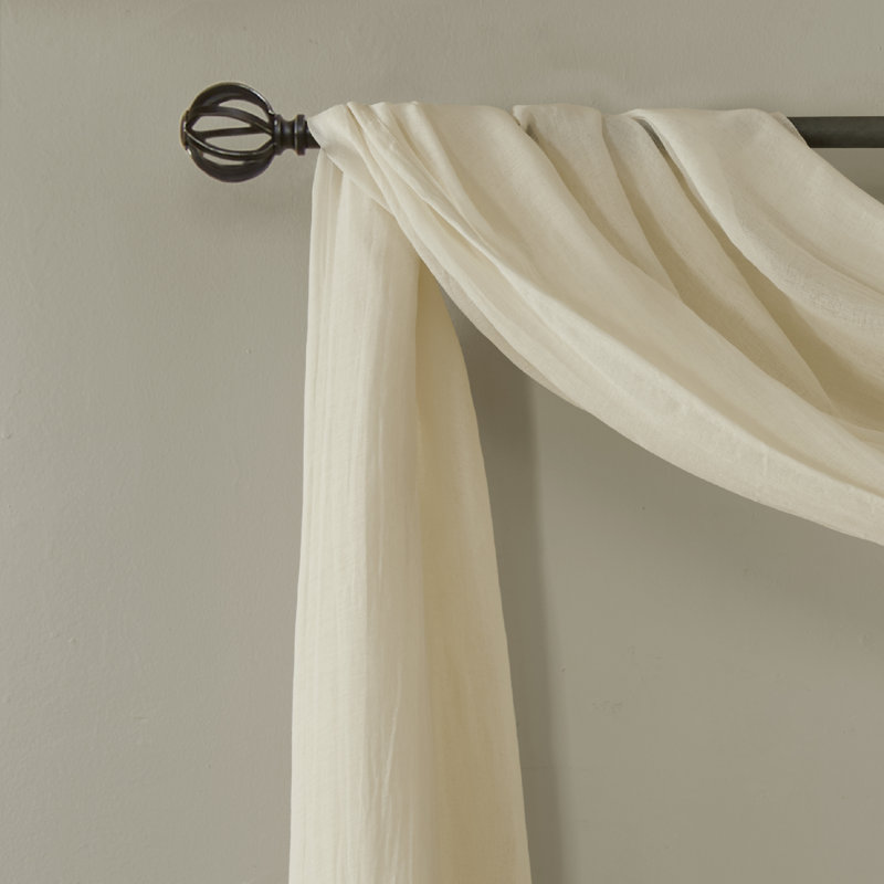 Cream 216" Crushed Sheer Window Scarf with Tabs