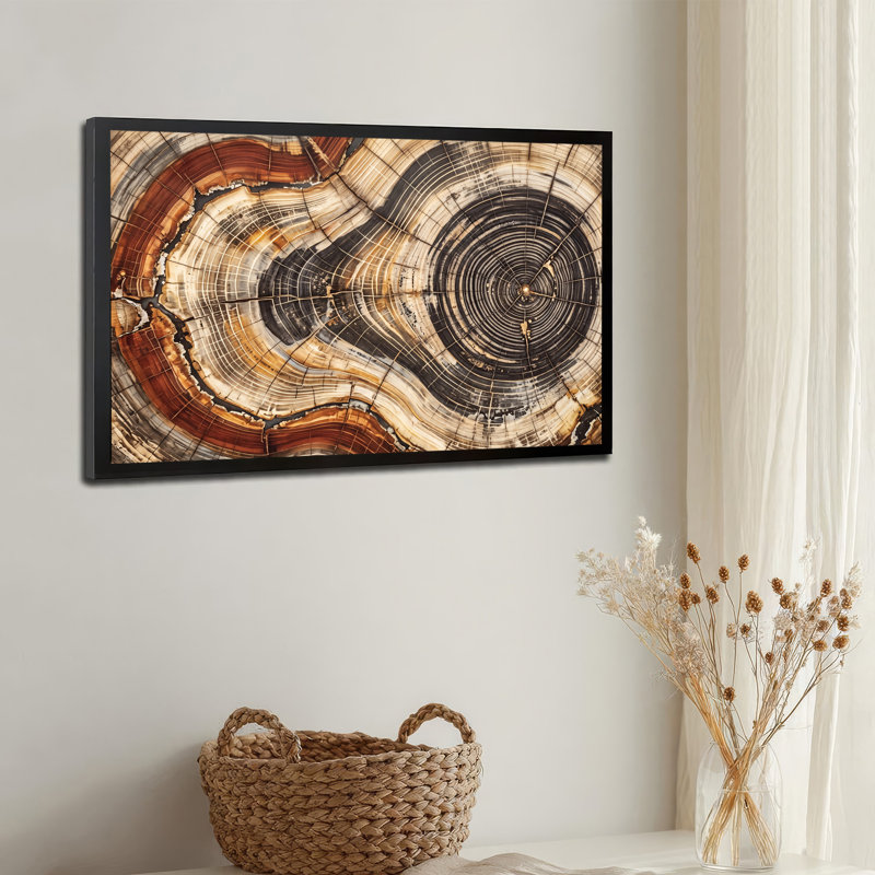 Art mural sur toile avec anneaux d'arbre, H 20 po x l 30 po