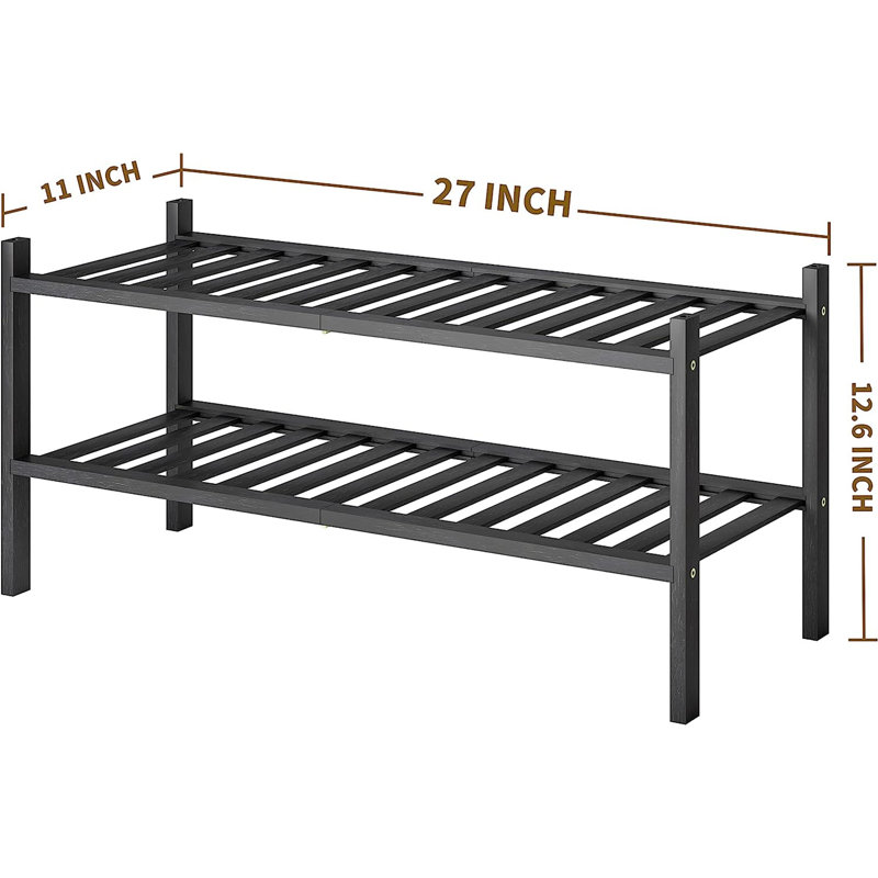 6 Pair Stackable Shoe Rack, Black