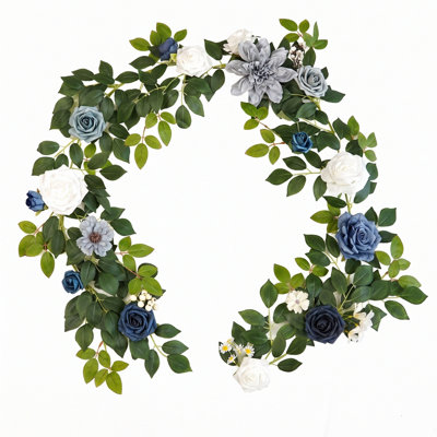 6FT Bendable Flower Garland, Artificial Rose Vine for Wedding Decor,White | Silk Rose Hanging Floral Garland for outdoor wall trellis backdrop Wedding Birthday Party Decoration
