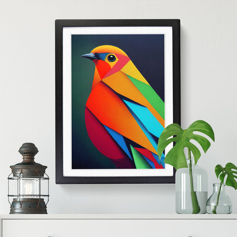 Antoniya Robin Bird Abstract Vol.6 - Single Picture Frame Print, Black, 64cm H x 46cm W x 2cm D