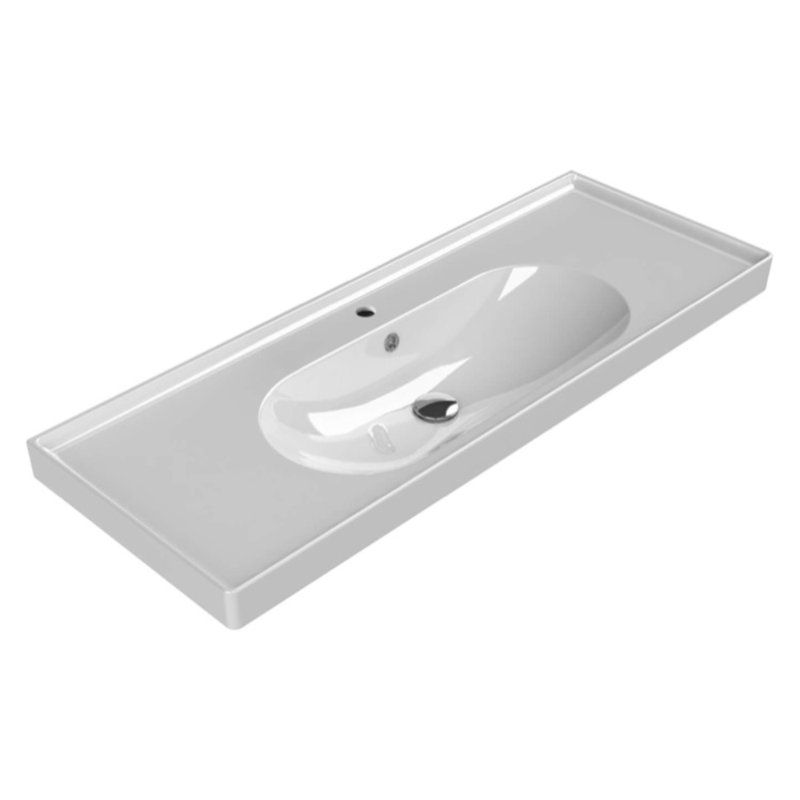 CeraStyle by Nameeks Arya 17.7 " 0.1 " Tall Ceramic Rectangular Bathroom Sink and Overflow Hole, Single Hole Faucet