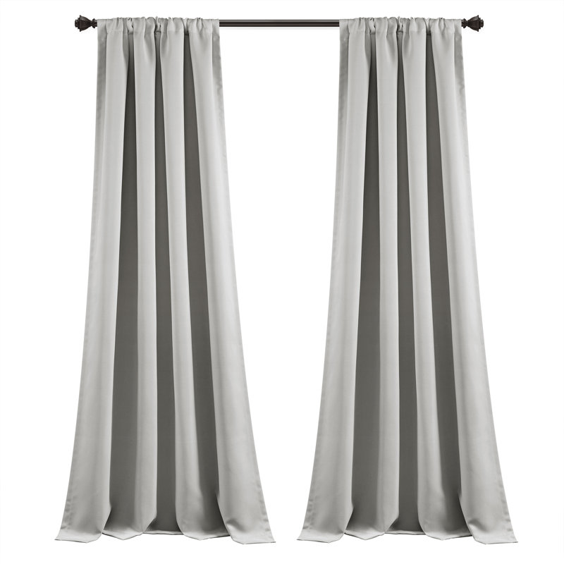 Paire de rideaux occultant de couleur unie avec passe-tringle, Gris pale, l 52" x L 84"