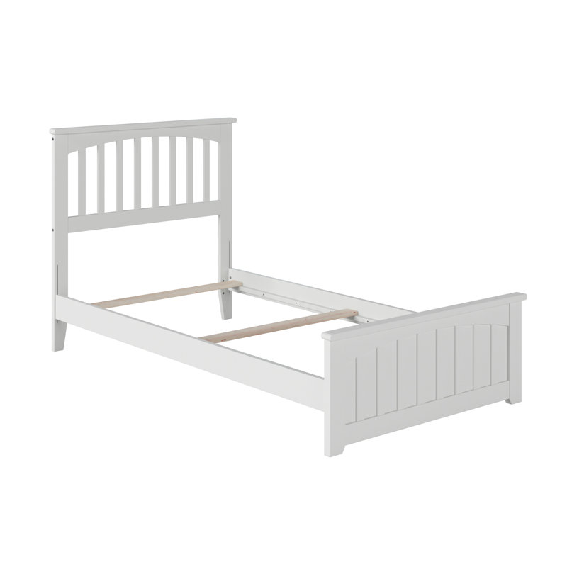 Brunelle Solid Wood Foundation Bed with Matching Footboard, Twin, White
