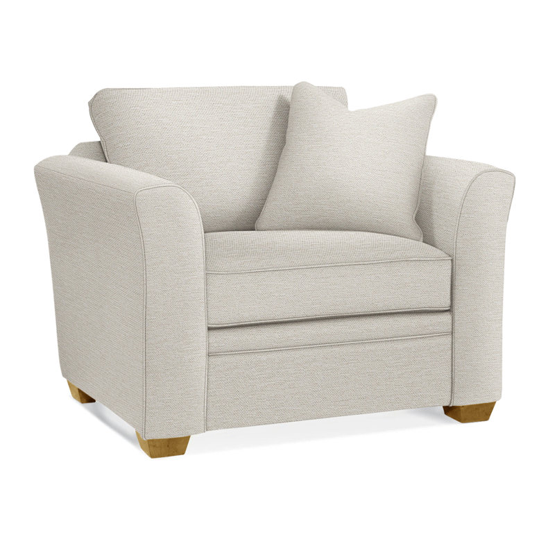 Bridgeport Upholstered Armchair, White Performance Fabric; 0851-94, Honey Finish
