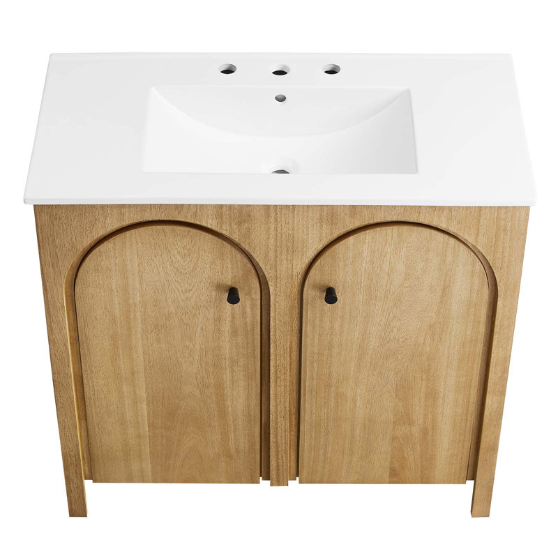 Appia 36'' Oak and White Freestanding Bathroom Vanity