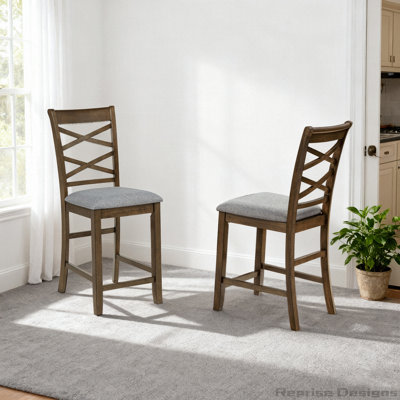 Chaises de salle à manger seulement, ensemble de 4 chaises en bois à hauteur de comptoir, chaise de cuisine avec siège rembourré, chaise rembourrée à hauteur de comptoir pour salle à manger, noyer