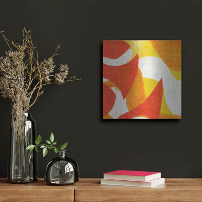  «Orange Starburst 1» par Laura Gibson, art mural en métal, 12 po x 12 po