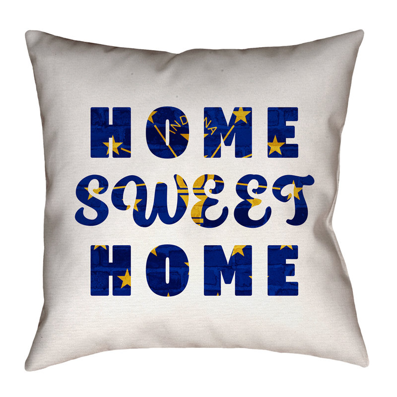 Housse et insert de coussin Katelyn Smith Home Sweet Indiana, 16 po x 16 po, Croisé en coton - utilisation intérieure seuleme