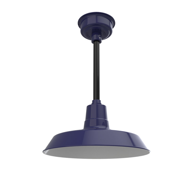 Luminaire suspendu en forme de dôme à 1 lumière DEL Haleigh, H 48 po x l 16 po x P 16 po, Bleu de cobalt / noir
