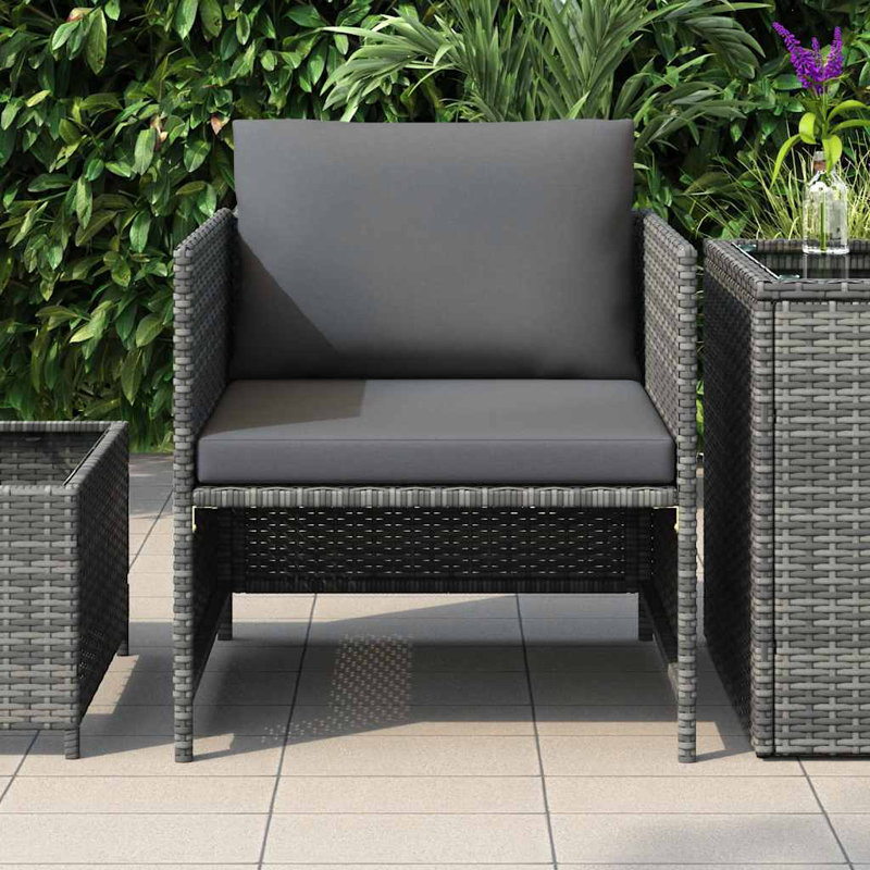 Canapé de jardin modulaire extérieur en rotin PE avec structure en acier 23,6 po x 23,6 po