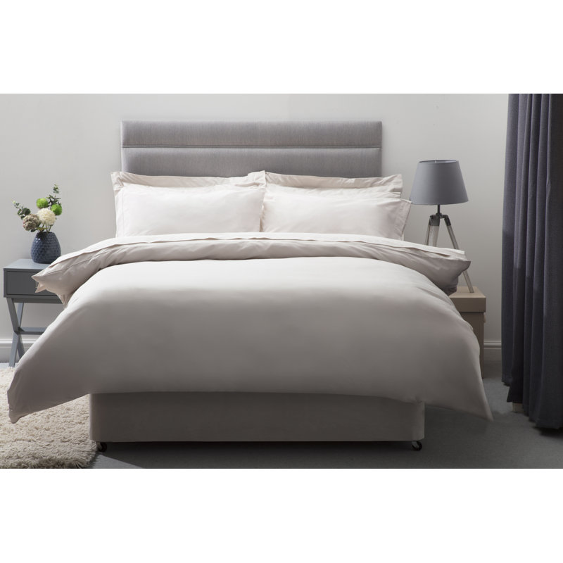 200 TC Egyptian Quality Cotton Duvet Cover Set, Double Duvet Cover + 2 Standard Pillowcases, Oyster