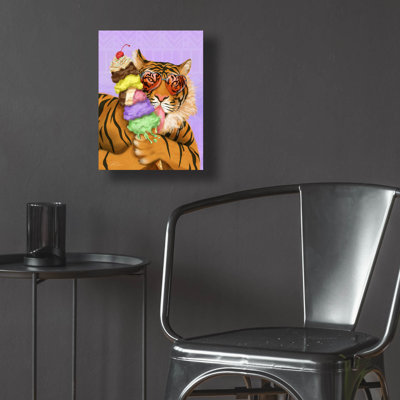 «Party Safari Tiger» par Shari Warren, art mural en verre acrylique