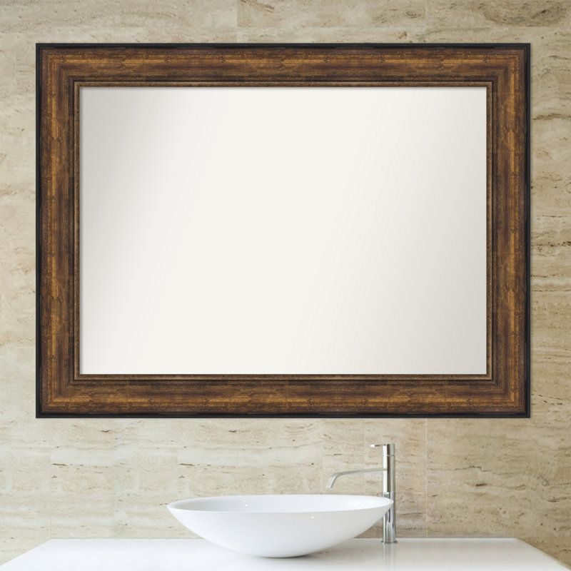 Ballroom Bronze Bathroom Vanity Non-Beveled Wall Mirror, 34.5" x 45.5"