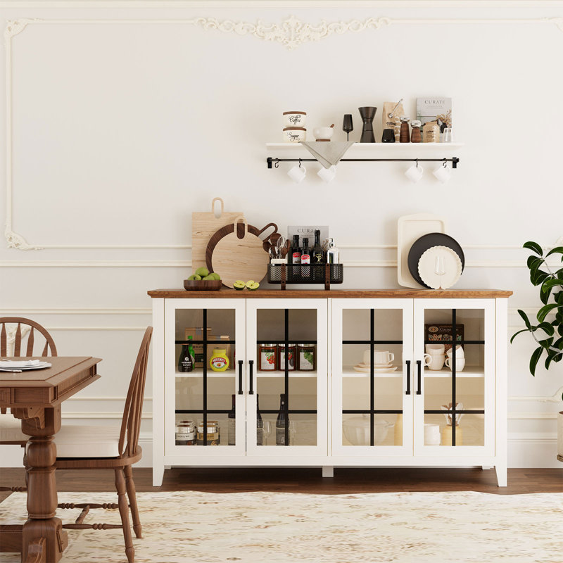 Buffet 63 "avec portes en verre, Blanc