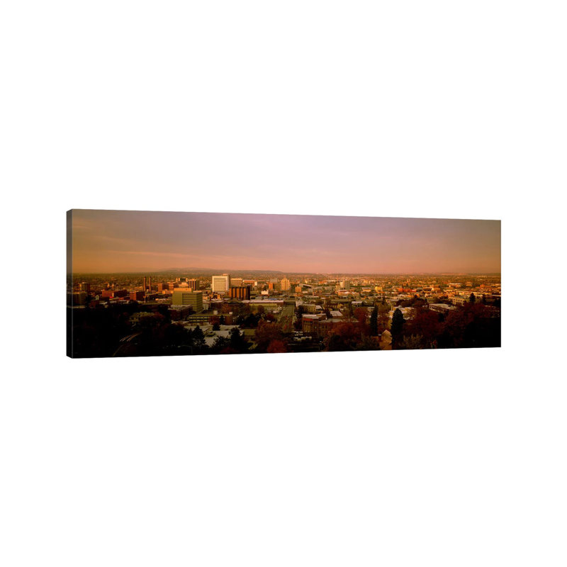 USA, Washington, Spokane, Cliff Park, High Angle View Of Buildings In A City - Wrapped Canvas Panoramic Print