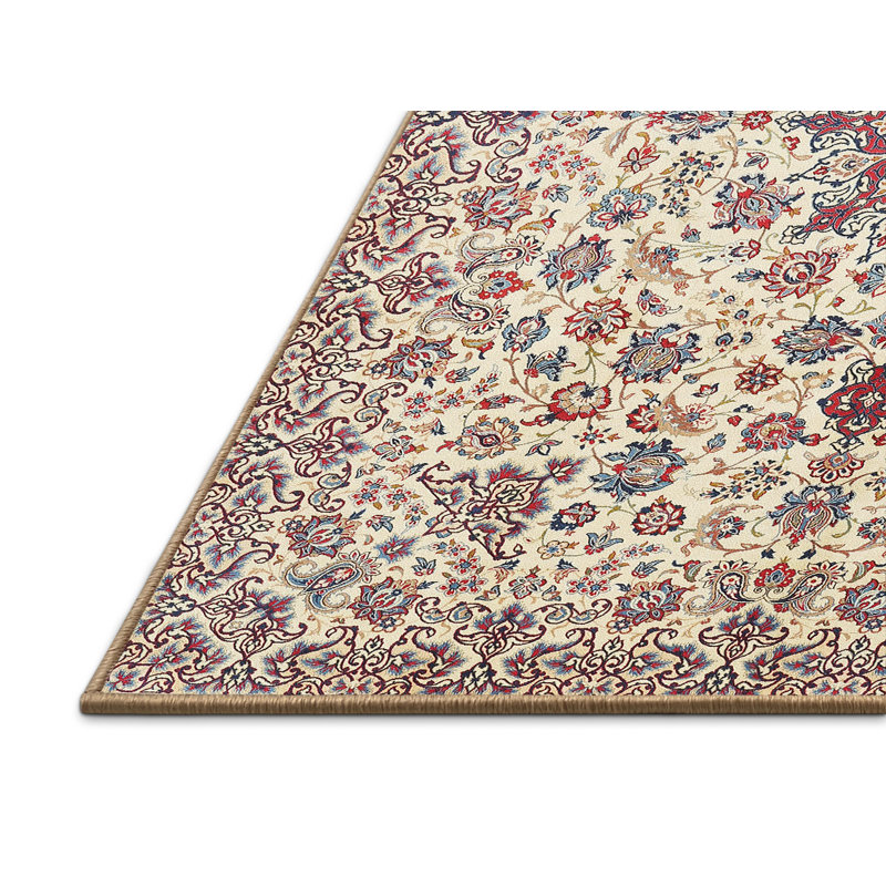 Tapis oriental beige / gris en laine, Rectangle 5 pi x 8 pi