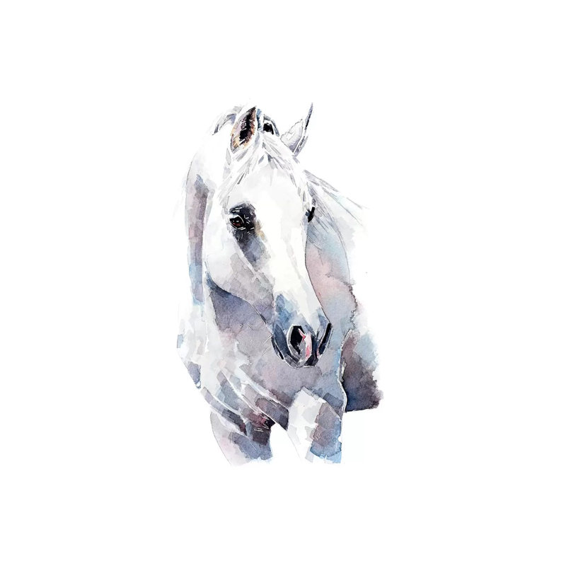 White Walker Horse - Painting on Canvas, 30.48 cm H x 45.72 cm W, Wrapped Canvas