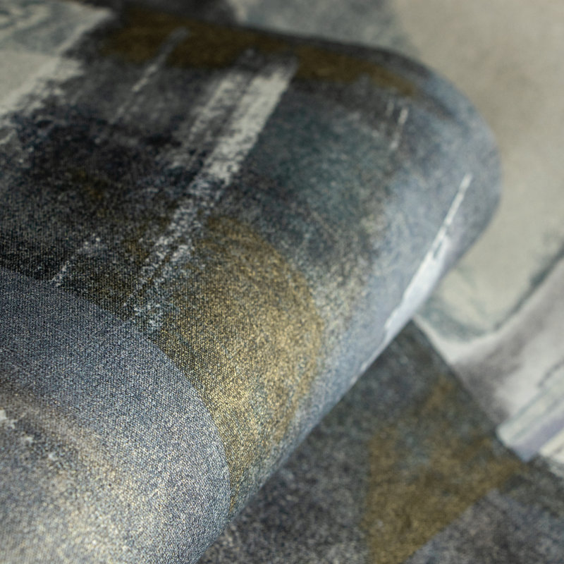 Crafted Glimmery Glaze Design 27.9' L x 27.5" W Wallpaper Roll, Indigo