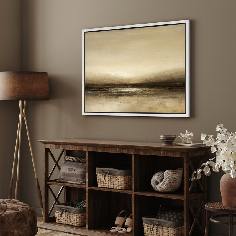 Art mural encadré Serene Neutral Horizon, H 24,8 po x l 36,8 po, Impression encadrée sans passe-partout, Blanc