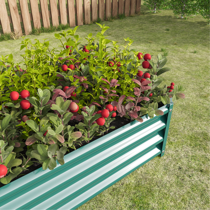 Metal Raised Garden Bed, Rectangle Raised Planter 4×2×1Ft  For Flowers Plants, Vegetables Herb Veezyo Green, Green