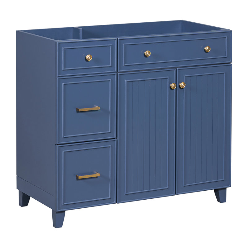 Meuble-lavabo simple avec plateau 35,41 po Bhavi, Bleu marine