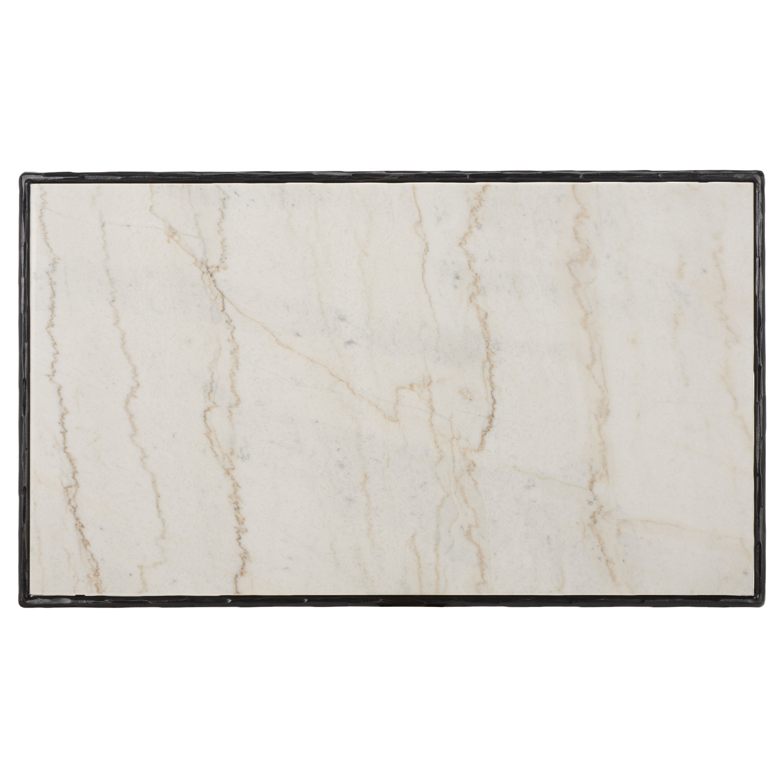 Evelynn 48" Coffee Table, White Marble, Black