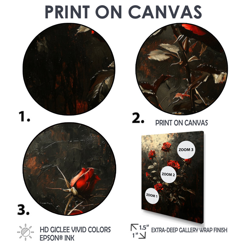 Blevins - Floral Canvas Wall Art, Silver, 20" H x 12" W, Reproduction encadrée d'une seule photo