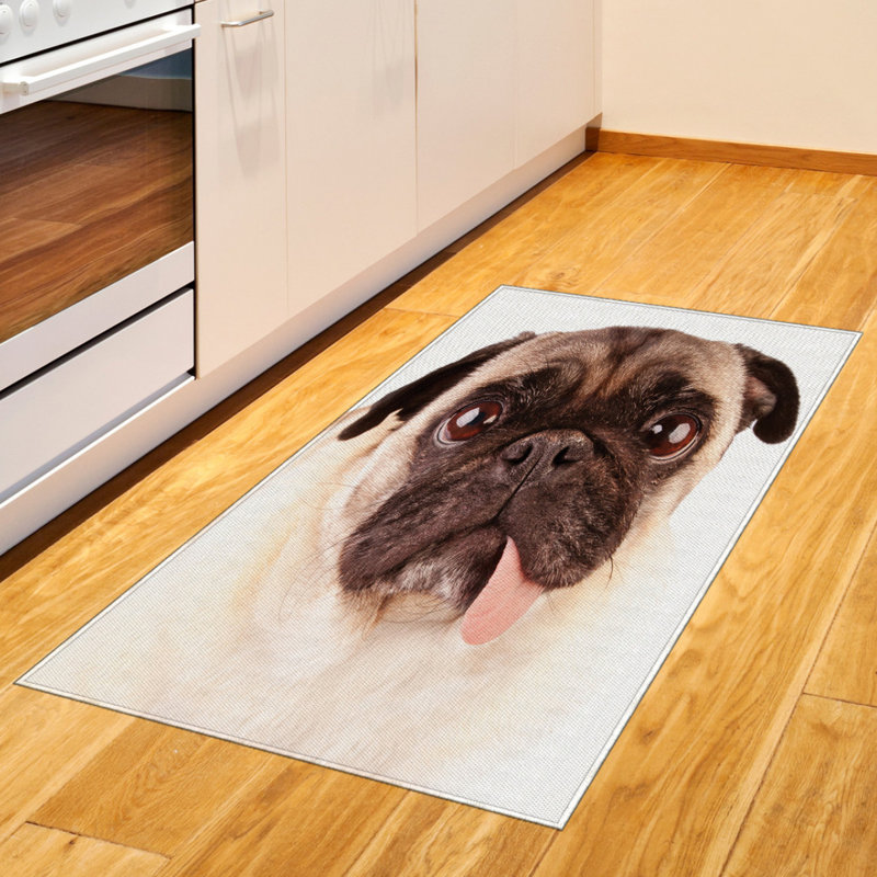 Pug High Density Long Fiber Poly Threads Decorative Area Rug Carpet, Rectangle 2'7" x 5'