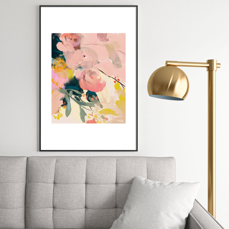Inspiration florale abstraite - impression d'un seul cadre photo, Noir, H 36 po x l 24 po