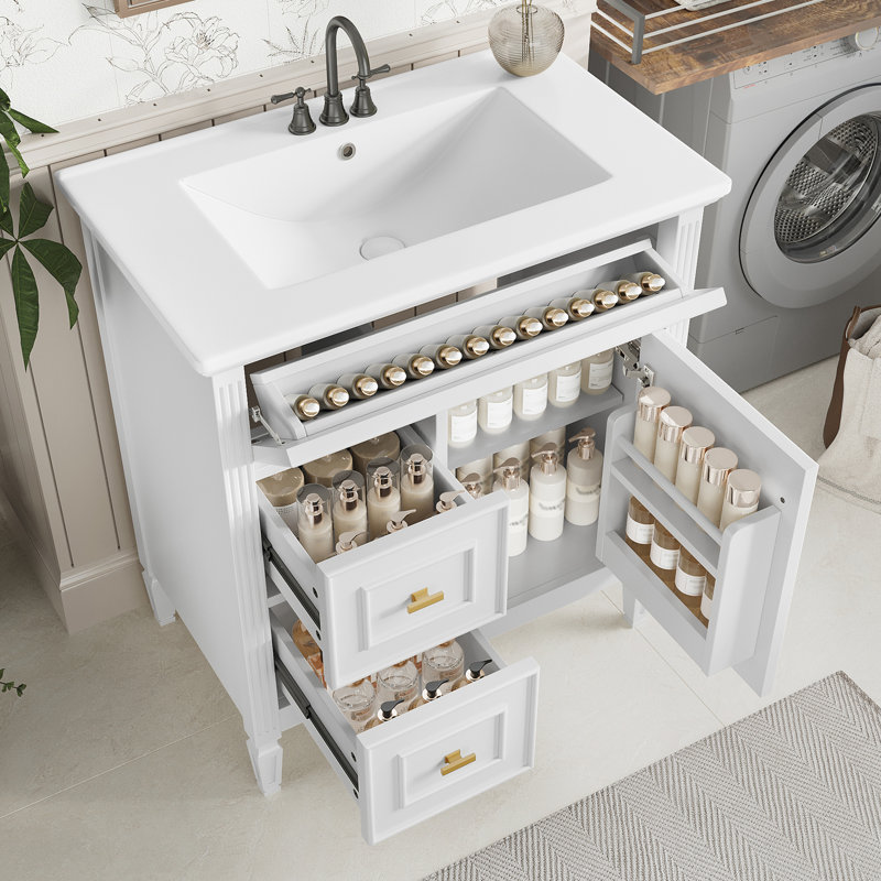 30" Bathroom Vanity with Sink, White