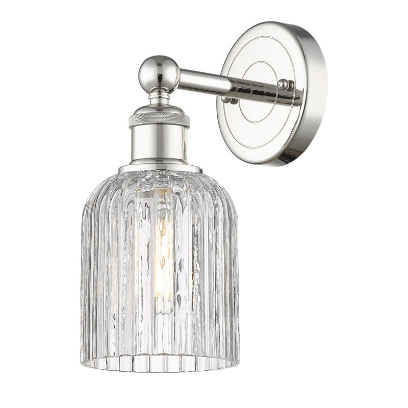 Northgate Steel Armed Sconce, Polished Nickel, Clear