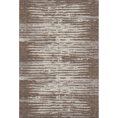 Premium Machine Washable Prisco Brown Rug