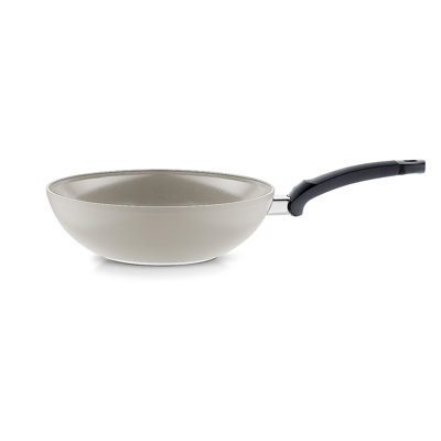 Fissler Ceratal Comfort Ceramic Non-Stick Wok, Warm Grey, Made without PFAS
